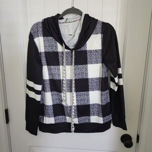 NWT EXCLUSIVE BRAND B/W with SQUARE DECO LS HOODIE - SIZE MEDIUM